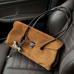 Large Capacity Suede Tote Bag Womens 2025 New Luxury Retro High-End Single Shoulder Handbag British Style Leisure Pure Color