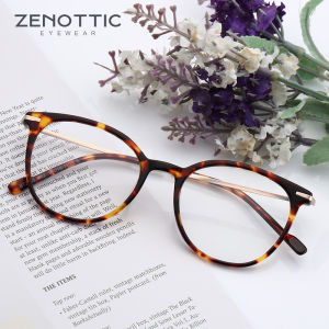 ZENOTTIC Vintage Acetate Pattern Glasses Bamboo Wood Eyewear Frame Men Women Classic Optical Spectacle Eyeglasses Retro Style