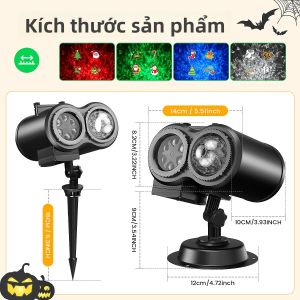 Đèn Chiếu Hình 2 Trong 1 Cho Ngày Lễ Với Hai Đầu Chiếu Sóng Biển 4K & 12 Thẻ Mẫu Điều Khiển Từ Xa Hẹn Giờ Cho Các Bữa Tiệc Halloween Và Giáng Sinh