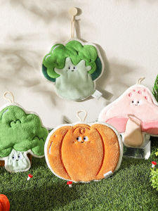 Thickened Coral Fleece Quick Dry Towel Kitchen Bathroom Dual Use Towel Vegetable Series Countryside Style Hand Towel