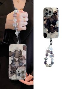 Apple 15Promax Phone Case Black Silk Ribbon Butterfly Knot Dual Layer IMD Cute 11Pro Advanced XSMax New 15Plus Anti-Fall XR Protective Cover