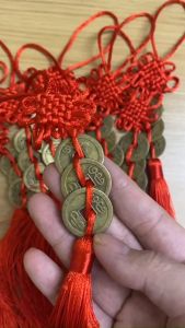 [HCM][May Mắn] Dây Tam Đế kết chỉ đỏ Bằng Đồng Thau Dây đồng xu phong thuỷ chiêu tài chất liệu đồng thau