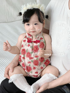 Chinese Style Baby Girl Summer Outfit One Year Old Birthday Dress Cotton Polyester Full Month Baby Clothes Trendy Six Months