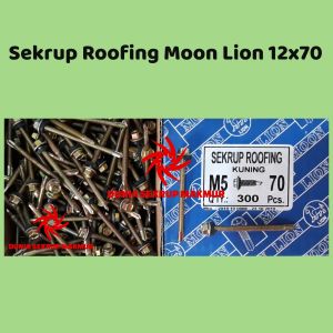 (50 pcs) Sekrup Roofing Moon Lion 12x70 / Skrup Roofing Kuning 7CM