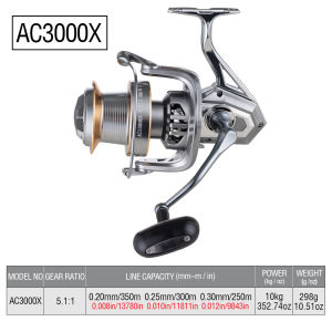 AKAKUMA | 1PCS Long Casting Spinning Fishing Reel 5+1 Stainless Steel Bearings CNC Aluminum Spool Max Drag 20kg/44lbs
