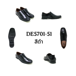 MANWOOD รองเท้าคัชชู หนังแท้ รุ่น DE5701-51 สีดำ