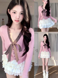 Homecore | Korean Style Pink Knit Cardigan Spring Unique Pretty V-neck