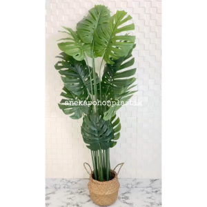 Pohon Imitasi Tanaman Daun Monstera Latex T160 Cover Pot Purun Belly Tanaman Hias Dekorasi Ruang Tamu Aesthetic
