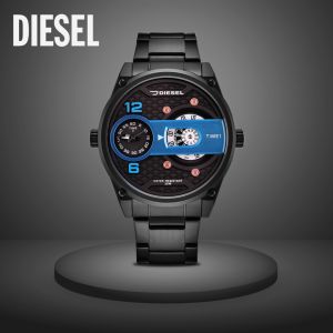 Jam Tangan Pria Diesel Dualtime 9008 Rantai Stainless Mewah Fashion Cowok Elegan