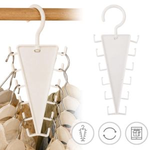 Multi-Hook Rotatable V Shape Clothes Organizer Hanger / Double Sided Storage Hook Rack / Practical Wardrobe Accessory for Bags Jewelry and Daily Garments