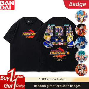 Bandai | Dragon Ball The King of Fighters Joint Retro Game Animation Washed Cotton Loose Round Neck Short Sleeve T-shirt High Street Top