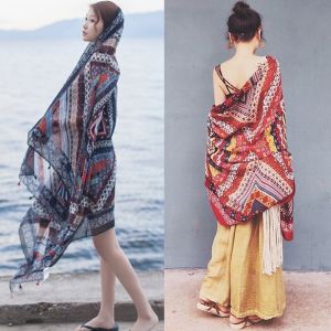 Bohemian Style Cotton Shawl Multifunctional Shoulder Cover Scarf for Youth Females Perfect for Summer Winter Spring Fall