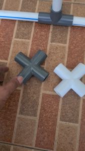 Tee Cross sambungan fitting konektor pipa pvc side tee palang elbow 4 arah warna putih & abu-abu way 1/2 3/4 & 1 inch