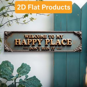 CIFbuy | Vintage Metal Welcome Sign Happy Place Floral Farmhouse Porch Garden Decor