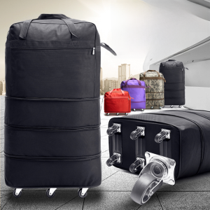 158 Túi Du Lịch Hàng Không Dung Tích Lớn Vali Bánh Xe Có Thể Gập Lại Để Học Tập Túi Chở Hàng Không Di Chuyển Ở Nước Ngoài Oxford Kéo Sợi Màu Nguyên Chất Đơn Dây Đeo Vai