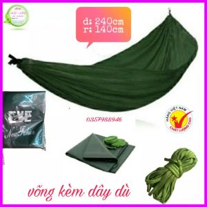 Võng Dù 2 Lớp Hiệu EVE Cao Cấp - KT (235x140)cm - Chất Dù Dày Chịu Lực Tốt - Võng Du Lịch Dã Ngoại