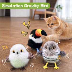 Teeker Pet Flying Bird Cat Toy with Realistic Chirping & Minty Simulated Chirping Flapping Bird Wings USB Rechargeable Interactive Bird Catnip Toys for Indoor Cats