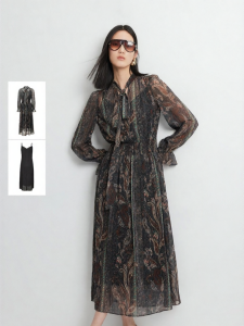 Vero Moda | French Romantic Elegant Semi-transparent Printed Long Dress