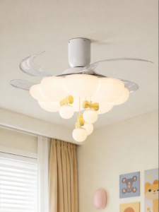 FANCY LAMP CLUB | Modern Cream Cartoon Creative Eye-protecting Full Spectrum Childrens Fan Light