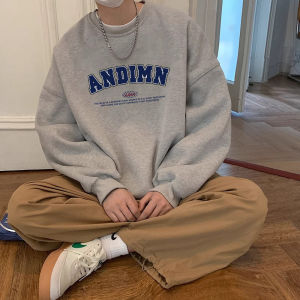 American High Street Loose Fit Casual round Neck Sweatshirt Mens Autumn Winter New Style Streetwear Printed Long Sleeve T-Shirt