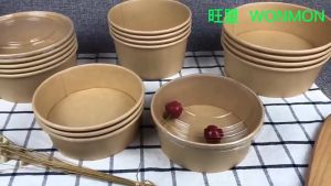 Paper Salad Bowl + Tutup | Mangkok Kertas Kraft | Brown Paper Rice Box Foodgrade