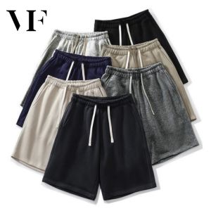 VAFSION กางเกงขาสั้น ผช กางเกงขาสั้นผ้าสำลี กางเกงวอร์ม สีทึบ ตรง ขนาดใหญ่ นุ่ม เนื้อผ้าพรีเมี่ยม