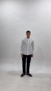 Vanfive Kemeja Pria Koko Kotak Kotak Slim Fit Lengan Panjang RASYID Putih