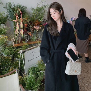 Elegant Double-Faced Cashmere Coat in Camel Color for Women Medium-Length Korean Style Woolen Suit with Buttons And Pockets