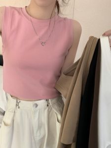 Womens Tank Top Vest Pure Color Base Layer Short Sleeveless Fitted Spring Summer New Style Underwear Suit Inner Wear