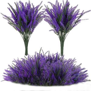 5/10 ชุดลาเวนเดอร์ประดิษฐ์ดอกไม้หัวดอกไม้ปลอม Home Room Table Decor กลางแจ้งสวนงานแต่งงาน Decor พืชกลางแจ้ง