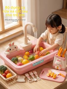 XIDIQI | Bộ Đồ Chơi Bếp An Toàn Cho Trẻ Bao Gồm Đế Cắt