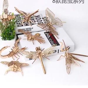 Wooden 3D Puzzle DIY Insects Animal butterfly Bee Adult Puzzles Toys ornament handicraft scorpion 14+