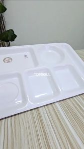 Nampan Makan Sekat 6 / Wadah Piring Saji Putih Tray Set Hotel Resto Kafe White Platter Melamin Golden Dragon PC2214