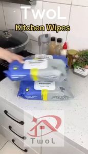 TwoL Shop Premium Absorbent Kitchen Wipes 80pcs Multipurpose Dish Cleaning Towels with Scented Lemon