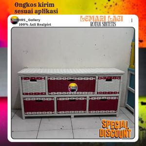 (Ready stok) Meja tv lemari laci rotan sintetis laci 6 jasmine termurah