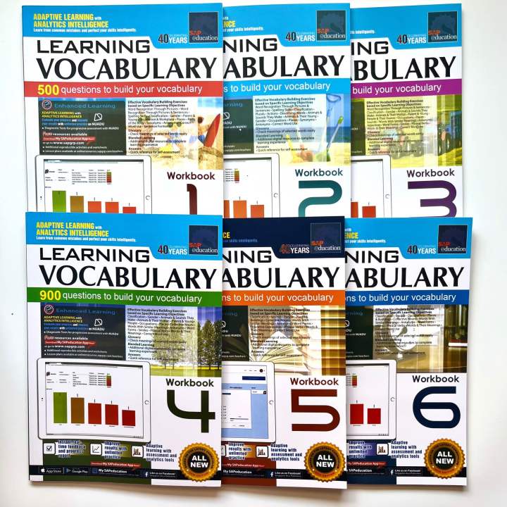 Learning English Vocabulary Workbook (6 BOOKS SET,Grade1-6) | Lazada.co.th