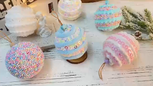 3Pcs Macaron Christmas Ball Macaron Christmas Hanging Foam Balls for Christmas Tree Hanging Ornaments