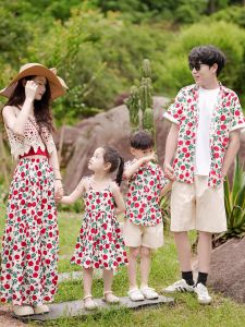 Beachside Hawaiian Vacation Floral Shirt Beach Maternity Dress Childrens Clothing Bohemian Cotton Polyester Blend Summer Outfit