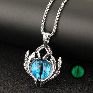 Boys Children Glowing Fluorescent Hip Hop Pendant Necklace Cool Fashionable Eye Accessory Fresh out Brand New Summer 2023