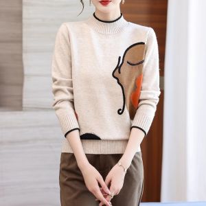 Autumn and Winter Wear Half Turtleneck Easiest for Match Cashmere Sweater Inner Wear Womens Pullover Sweater Short Loose Knitting Bottoming Shirt Long Sleeves Thick