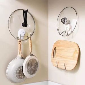 Suction Cup Pot Lid Holder Wall Mounted No Drilling Kitchen Home Use Storage Rack for Cutting Board Multi Functional Organizer