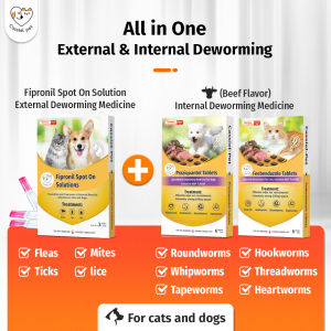 CASSIEL PET Tick and Flea Treatment Fipronil and Chewable Tablet Tasty Dewormer DOG CAT Tick Flea Heartworm Treatment