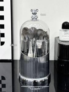 Luxury Transparent Dustproof Makeup Brush Storage Box round Desktop Cosmetic Holder for Bedroom Waterproof Plastic Cover