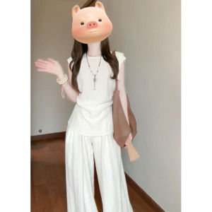 CHANGTONG | Loose Feelings Korean Style Two-Piece Set Long Pants Wide Leg Youthful Fashion Cotton Round Neck Pullover For Ages 18-25