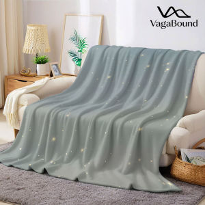 Pale Blue Star Glitter Flannel Blanket Warm Soft Halloween Christmas Decorative Couch Warm Cozy All-Season Gift