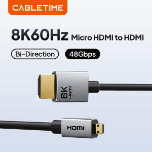 Cabletimes | CABLETIME 8K/60Hz Micro HDMI Cable 2.1 3D Effect Micro HD to HD Cable HDMI 2.1 to Micro HDMI for Camera Laptop HDTV HDMI Micro