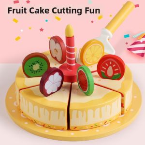 Pretend Play Wooden Cake Cutting Toy For Girls