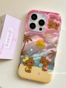 เคสโทรศัพท์มือถือแบบครอบเต็มลายสุนัขจิ้งจอกชายหาดดาวนิ้วมินิเคส iPhone 16 pro Max 15 pro 14 pro 13 ป้องกันการตกหล่น