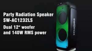 Switch Double 12" Aura Series Portable Bluetooth Speaker with Auracast Laser Lights Sound Effects and FREE 2 Rechargeable Wireless Microphone SW-AC1232LS