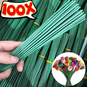 100/50Pcs Artificial Flower Stem Wire Flower Pole Rod for Diy Chenille Stems Stick Flower Arrangement Simulation Decor Supplies